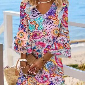 NEW! Beach Swimsuit Coverup Sz 8/10 - VIBRANT COLORS